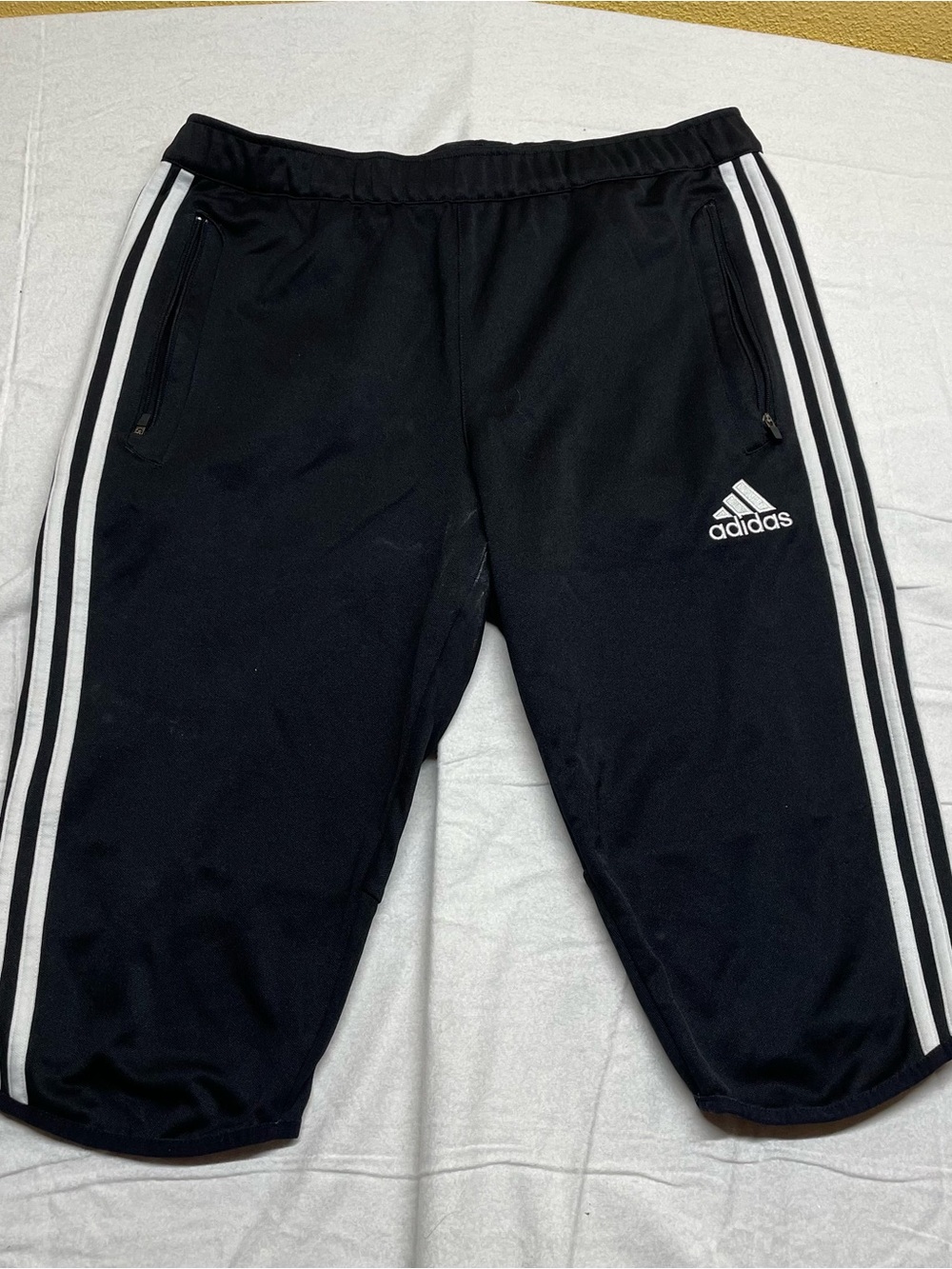 adidas Black Jogger Sweatpants with White Three-Stripe Detail